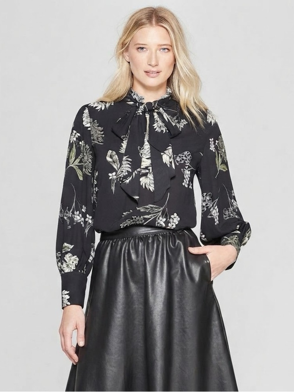 Who What Wear Floral Print Long Sleeve Blouse